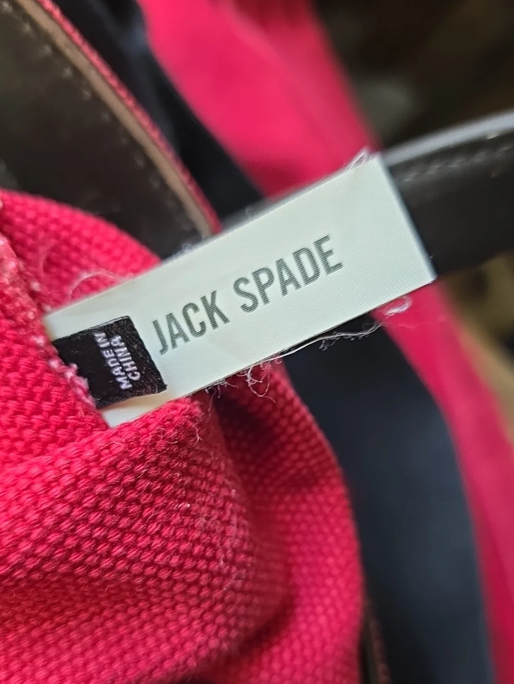 Jack Spade Red Canvas Briefcase Tote with Leather Handles